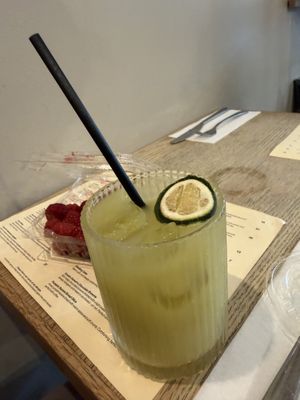 Ginger cucumber juice - the ginger is super strong and good!!!!  at Aunts et Uncles in Brooklyn