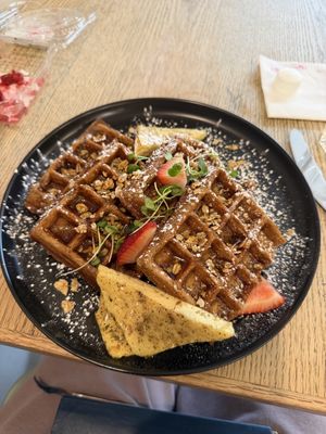 Waffles and JUST egg  at Aunts et Uncles in Brooklyn