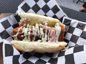 Crispy Buffalo Chikn Sandwich at Veggie Jackson at Monarch in El Paso