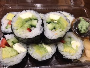 Vegeterian double avo with vegan cream cheese at St Pierre's Sushi in Auckland