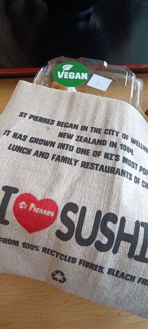 Vegan chick'n sushi at St. Pierre. at St Pierre's Sushi in Auckland