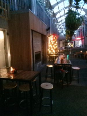 Indoor atrium seating at SNUG in New Plymouth