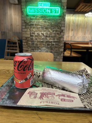 Medium vegan chili burrito and Coke Zero   at Tortilla - Camden Town in North West London
