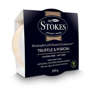 A rich and decadent, creamy spread with savoury notes of earthy white truffles and woodsy porcini mushrooms. Add to pasta, risotto, stuff mushrooms, pasta shells and ravioli. at Vegan Stokes Cheese in Markham