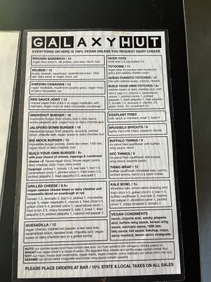 Menu  at Galaxy Hut in Arlington