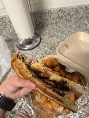 Vegan Reuben w tots  at Galaxy Hut in Arlington