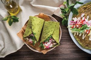 Green Baked Falafel wrap (VEGAN) at Zaatar w Zeit in Vancouver