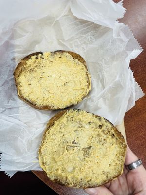 Pumpkin bagel and pumpkin cream cheese  at Balsam Bagels in Rochester