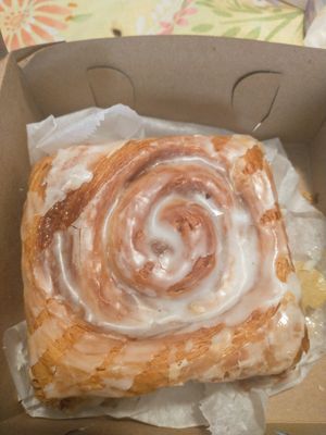 The biggest flakiest cinnamon roll. So big and yummy! at Allegro Bakery in Pittsburgh