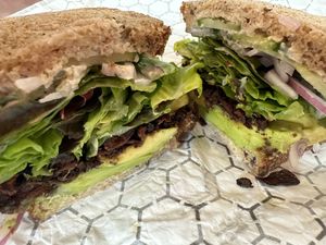 Avocado sandwich (with shitaki bacon bits)   at Allegro Bakery in Pittsburgh