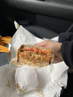 Seitan melt. A little messy in the car, but so good!  at Allegro Bakery in Pittsburgh