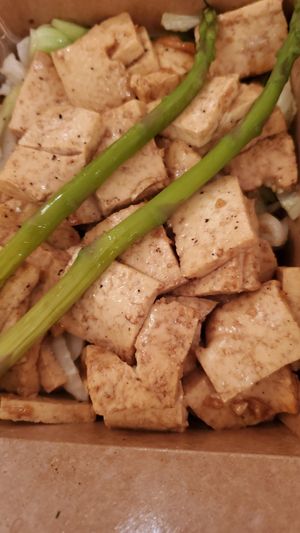 Ginger tofu at Cai's Dim Sum Catering in Brattleboro