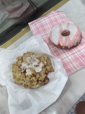 Strawberry Dream Doughnut & Strawberry Biscuit with Cream Cheese Icing.   at Phatties Bake Shop in San Diego