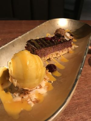 Cherry slice with mango sorbet  at Vego Delish in Perth