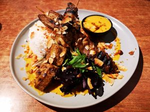 Grilled Skewers and Rice at Vego Delish in Perth