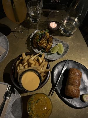 Corn ribs, chips and bread  at Monster Kitchen and Bar in Canberra