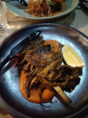 Oyster mushroom skewers - this was supposedly a large plate bit it was only 1 skewer at Monster Kitchen and Bar in Canberra