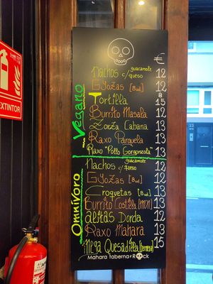 Menu at Mahara in A Coruna