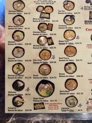 Stars denote vegan options at Daiichi Ramen in Kailua Kona