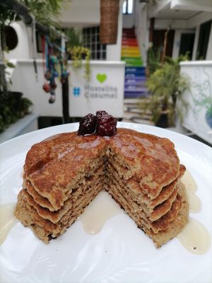 Pancakes de avena y almendra at Coral Restaurante in Cozumel
