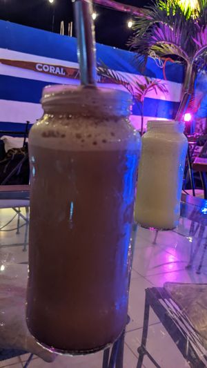 Chocolate smoothie and Pina colada at Coral Restaurante in Cozumel