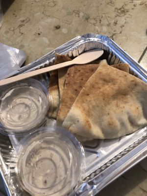 Pita and tahini  at Box Meal in Dahab