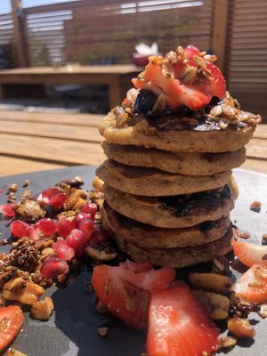 Pancakes from the all vegan breakfast  at Box Meal in Dahab