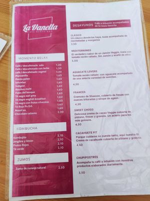 Menu at La Vanetta in Vigo