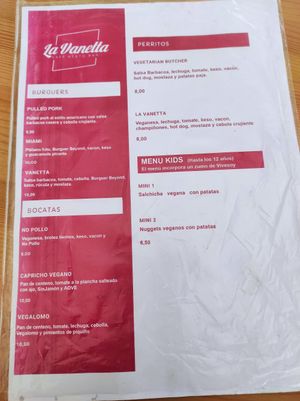 Menu at La Vanetta in Vigo