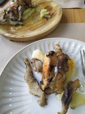 Mushrooms in "potato bed" at La Vanetta in Vigo