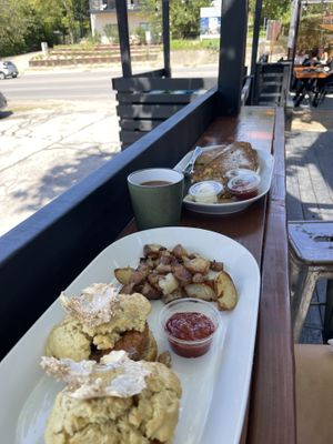 Honey Biscuits/ French Toast / Potatoes at Brunch Bird in Austin