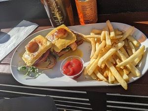 Eggs Benedict at Brunch Bird in Austin