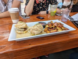 Biscuits and gravy. at Brunch Bird in Austin