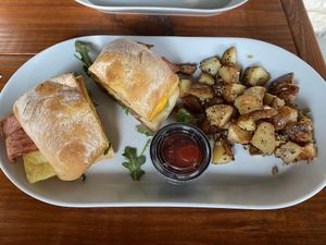 Early Bird breakfast sandwich  at Brunch Bird in Austin