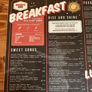 Breakfast Menu  at Brunch Bird in Austin