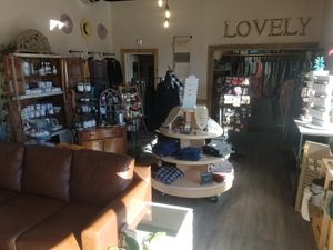 Lots of local crafts and clothes available to peruse while you wait on your order. at Lovely Brew in Monterey