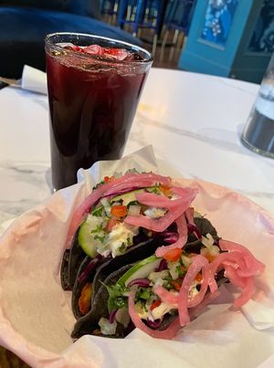 The normal menu has awesome Mexican food like tacos. He makes his own drinks, tortillas, and desserts too    at Rascal's in Santa Barbara