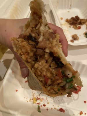 Interior of burrito   at Rascal's in Santa Barbara