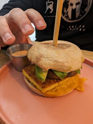 Brunch breakfast sandwich at Rascal's in Santa Barbara