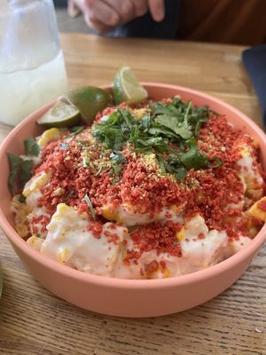 The corn bowl was HUgE great for a party or group but a lot for just 2! 🤣 so good though  at Rascal's in Santa Barbara