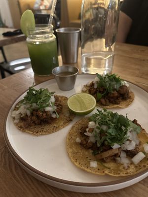 Chorizo and potato Tacos  at Rascal's in Santa Barbara