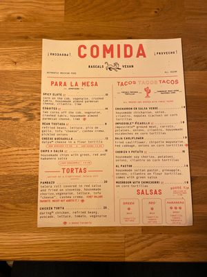 Front Menu  at Rascal's in Santa Barbara