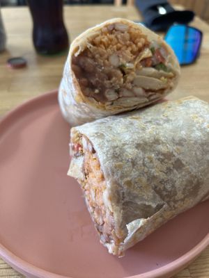 Burrito with vegan chicken   at Rascal's in Santa Barbara