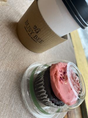 Maple cinnampn latte & chocolate buttercream cupcake (vegan)  at Busy Bee in Jersey City