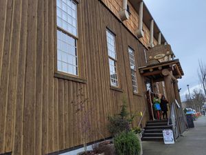 exterior of Native Sons Hall at Comox Valley Farmers' Market in Courtenay