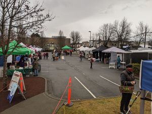 outdoor booths at Native Sons Hall (December 2020) at Comox Valley Farmers' Market in Courtenay
