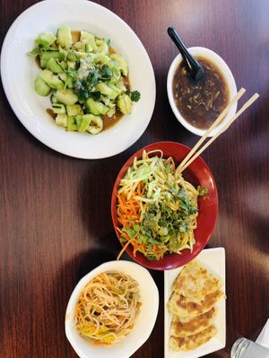 Marinated cucumbers and hot & sour soup   at Beijing Noodle in Fort Collins
