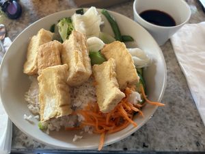Rice with tofu (missing: bamboo & mushrooms)  at Eat Fuh in Darlinghurst