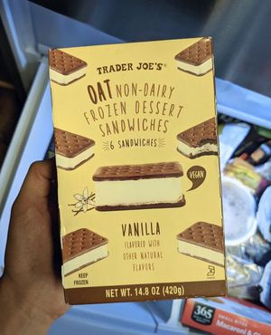 Vegan frozen ice cream sandwiches at Trader Joe's in Carson City