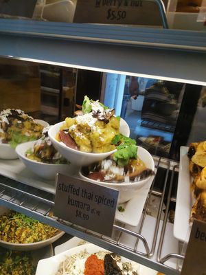 Stuffed kumara, I didn't try but looked nice at White Island Cafe  in Whakatane